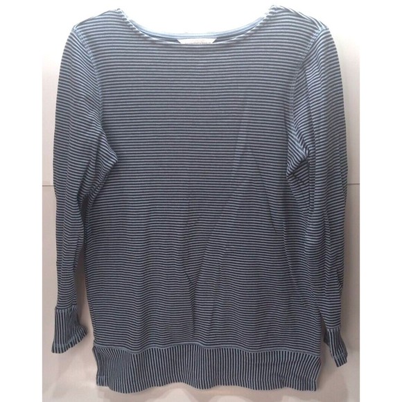 Christopher & Banks Mixed Stripe Tunic Size Small Navy Light Blue Long Sleeve *N - Picture 1 of 7